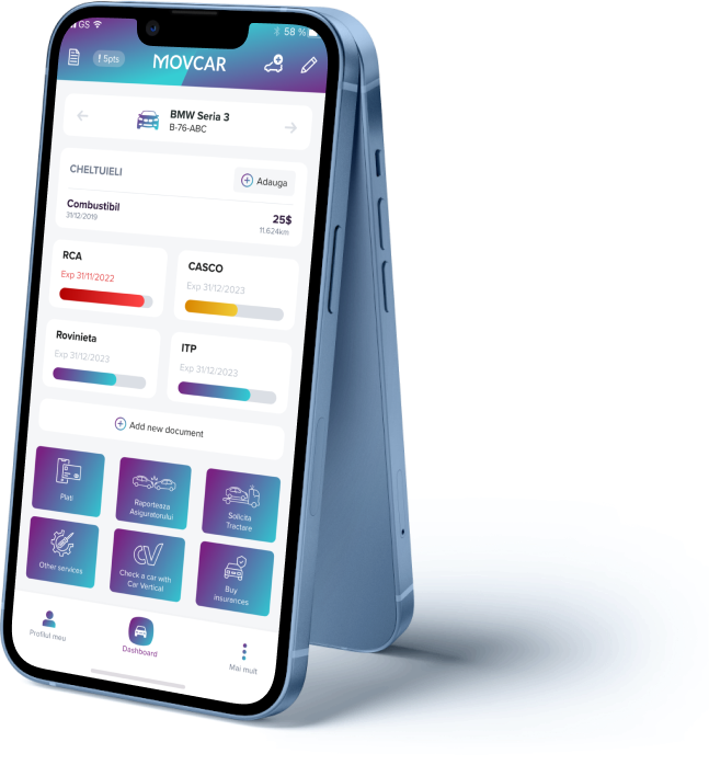 Picha ya simu inayoendesha programu ya simu ya Movcar