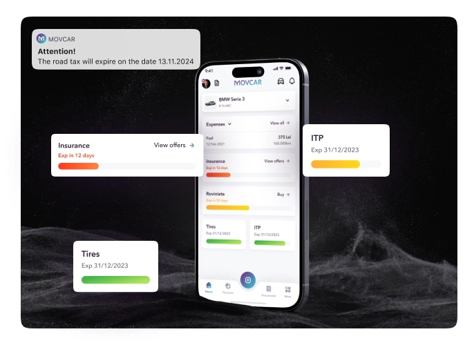 Captura de pantalla de la app móvil de Movcar
