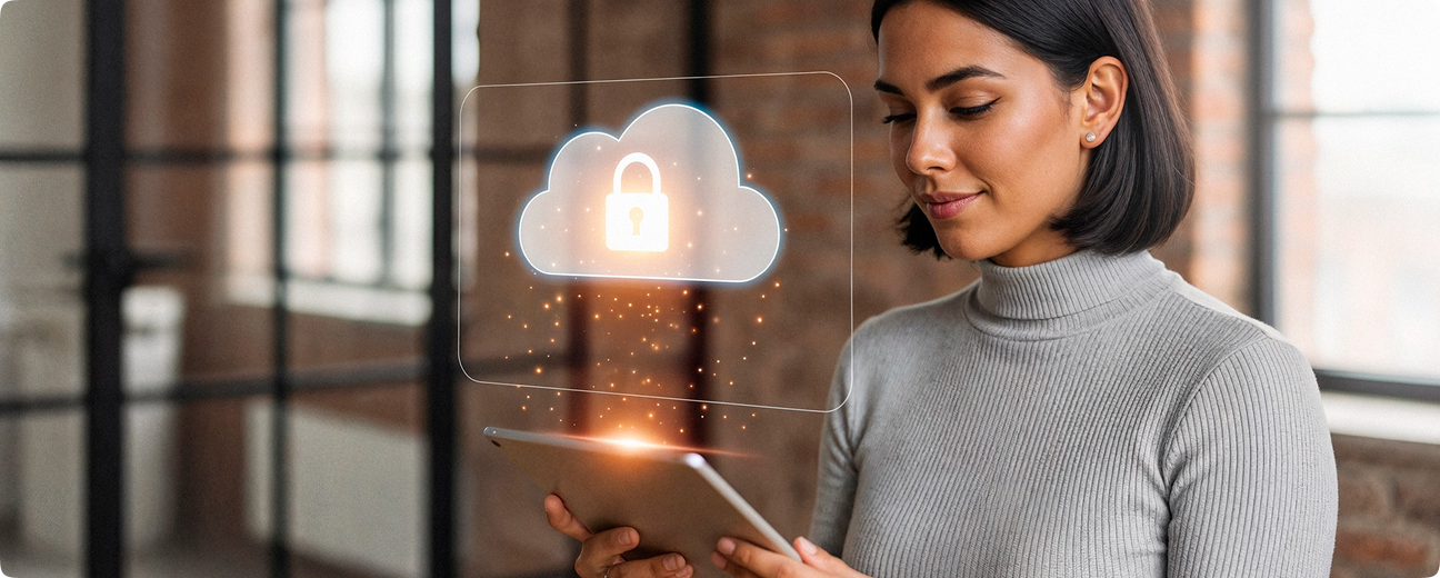 Woman looking at a tablet